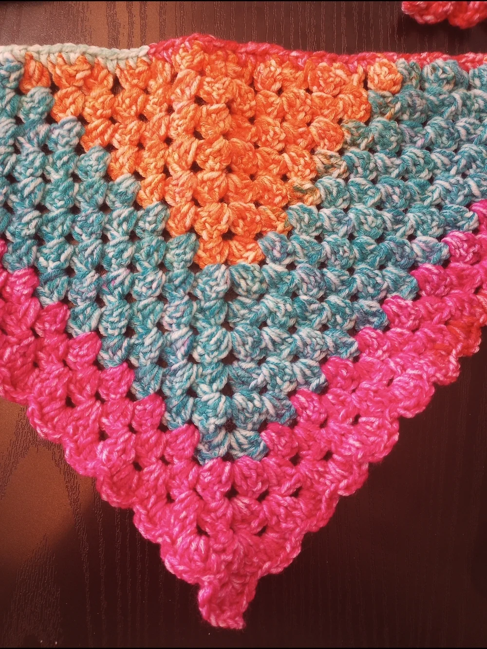 Crochet Multicolor Ombre Bandana Scarf Pink Teal Green Orange Summer Beach